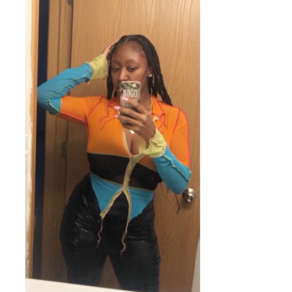 Colorblock Me Stripe Mesh Top - Picture 5 of 5